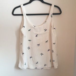 Amour Vert 100% Silk Hummingbird Print Top